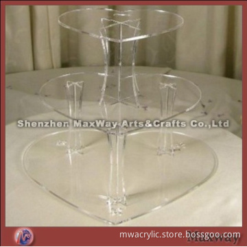 Crystal 3 tier heart-shaped stable acrylic cupcake display stand